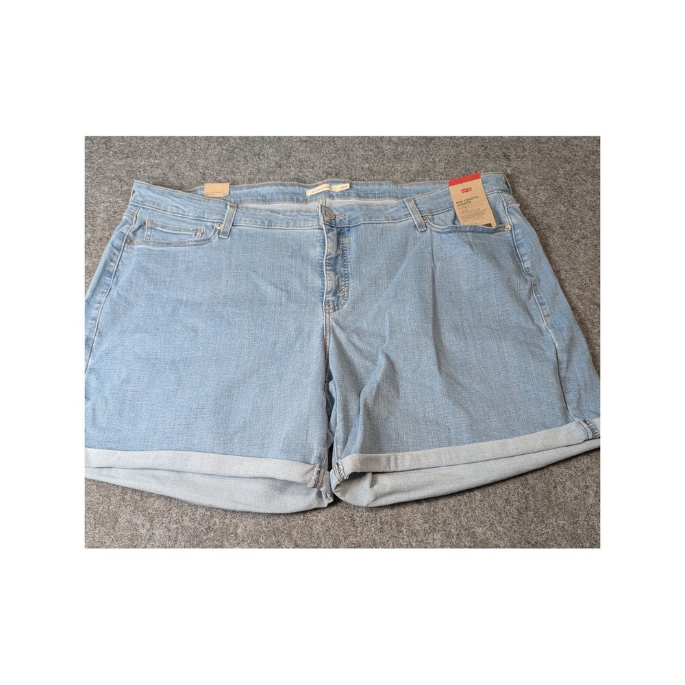 Levis Mid-Length Hypersoft Denim Shorts Lt. Wash 26W Mid Rise Cuffed NWT